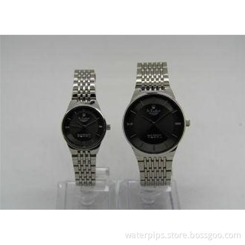 Metal Strap Couples Watches Set steel strap Japanese analog